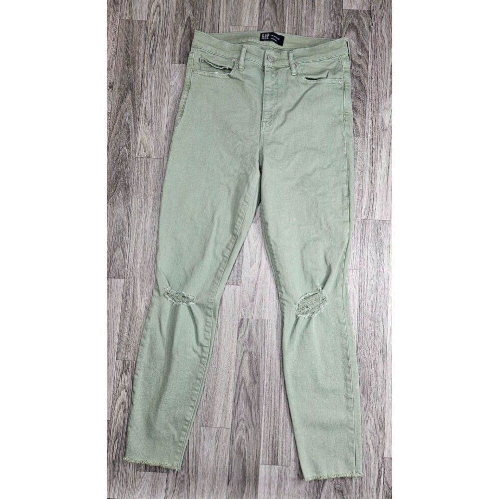 Gap Womens Size 28 Regular Distressed Skinny Green‎ Denim Leggings Jeans